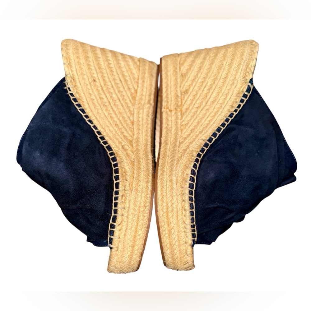 Kenneth‎ Cole Navy Suede Espadrille Wedge Mules Size 8.5